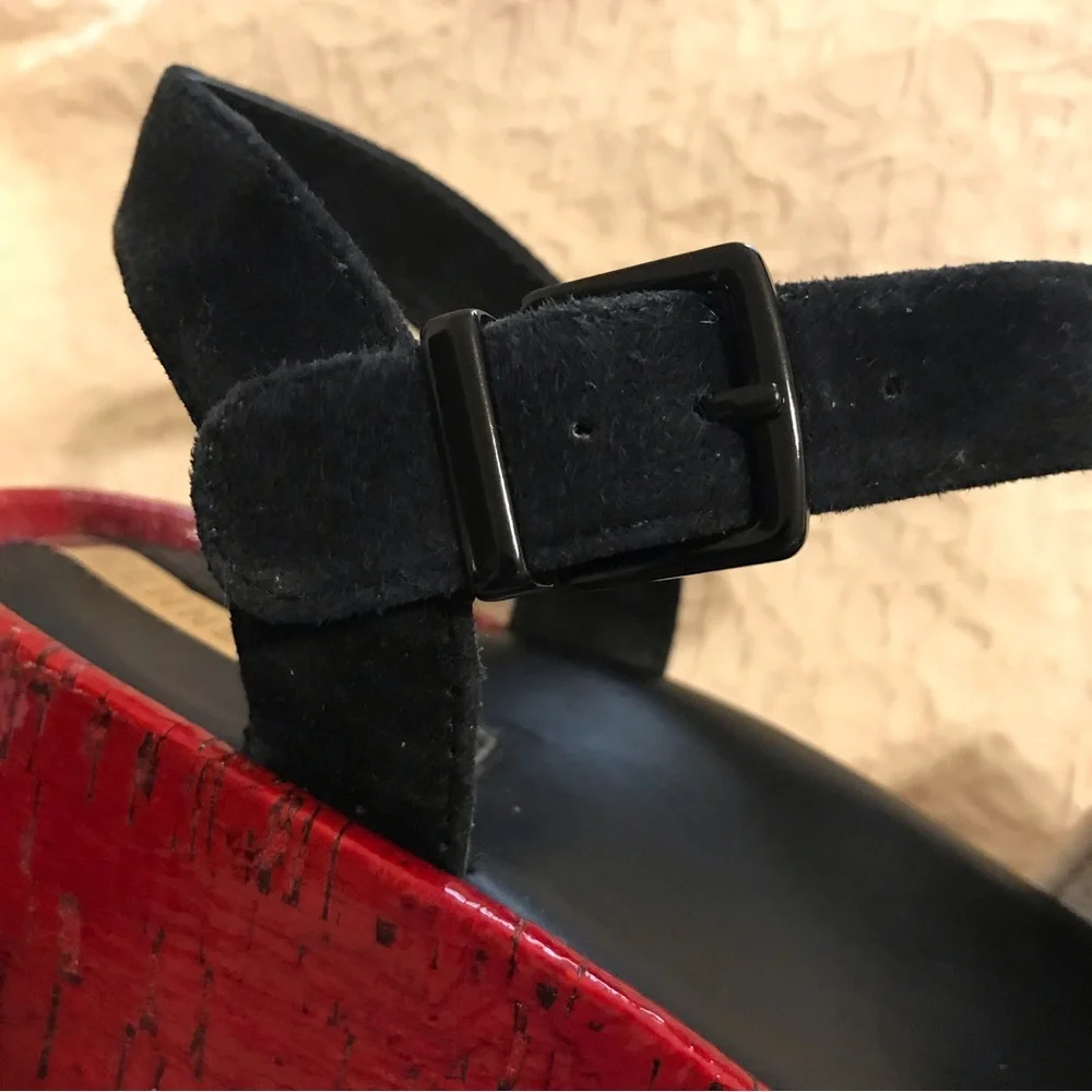 Kenneth Cole Danton platform shoes red/black straps size 9M - Picture 3 of 16